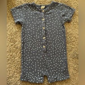 Kate Quinn Blue Romper with Mint Dots